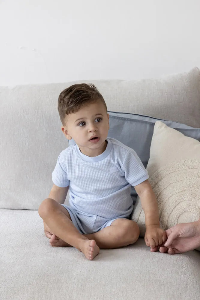 Feetje Wafelpyjama Shortama – Summer Special – Babyblauw