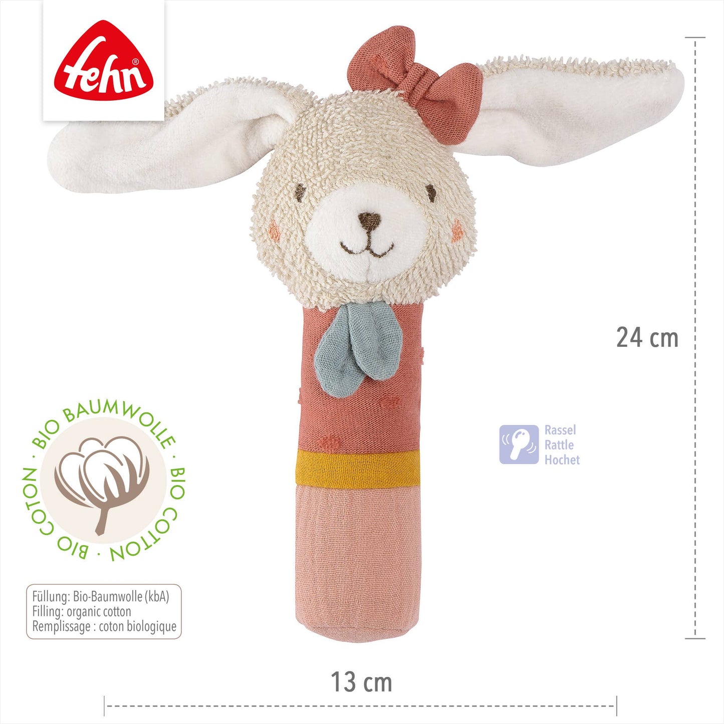 FehnNatur Grijpspeeltje – Konijn (roze)