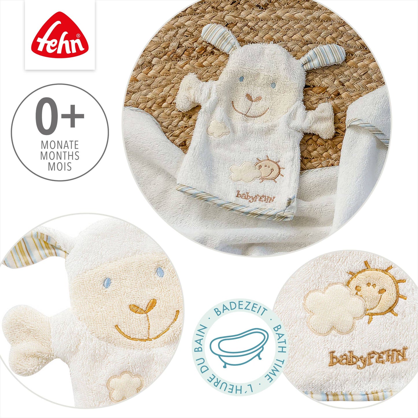Washandschoen voor schapen - washandje met dierenmotief