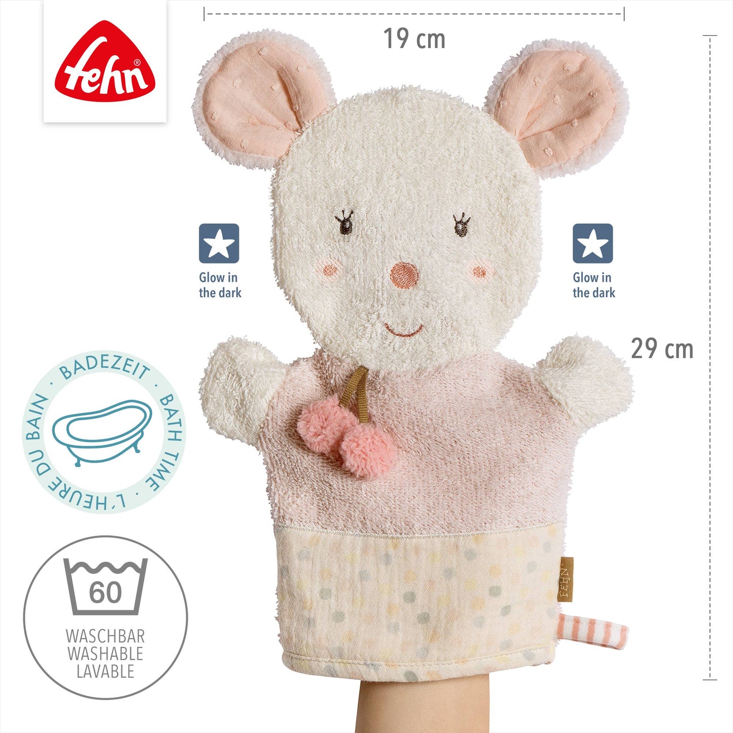 Muiswashandschoen - washandje met dierenprint