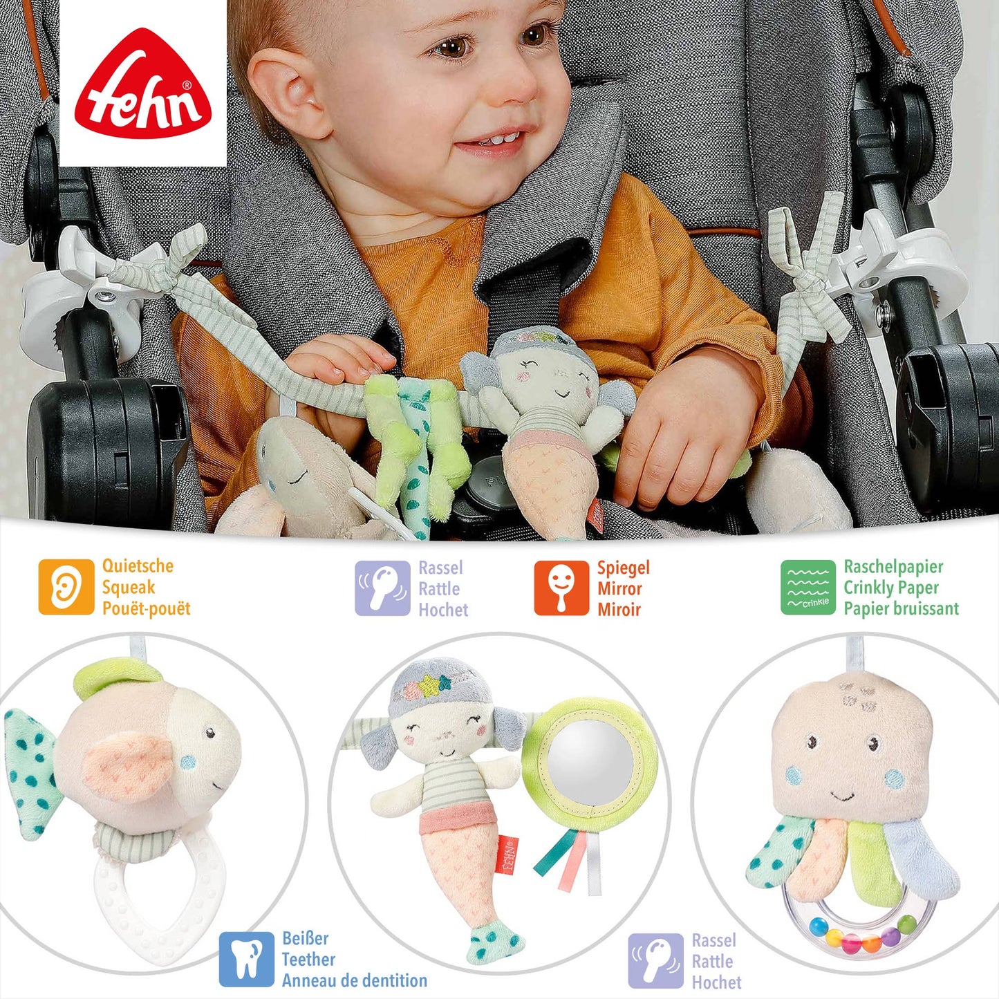 Fehn Kinderwagenketting – Meereskinder (Zeevriendjes)