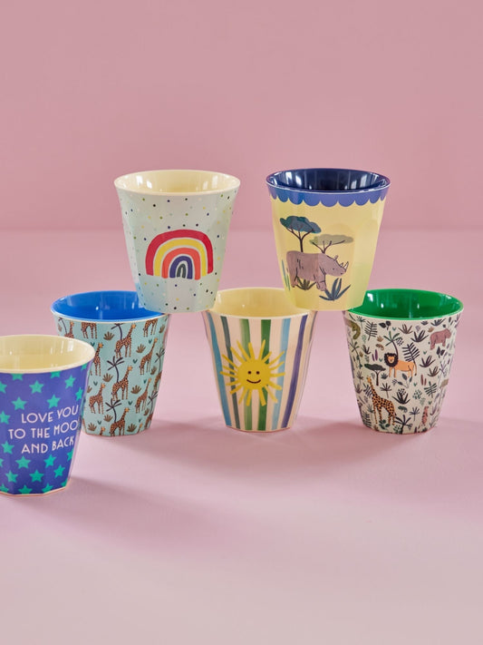 RICE Melamine Beker – Meerkleurig – Funky Prints Groen/Blauw