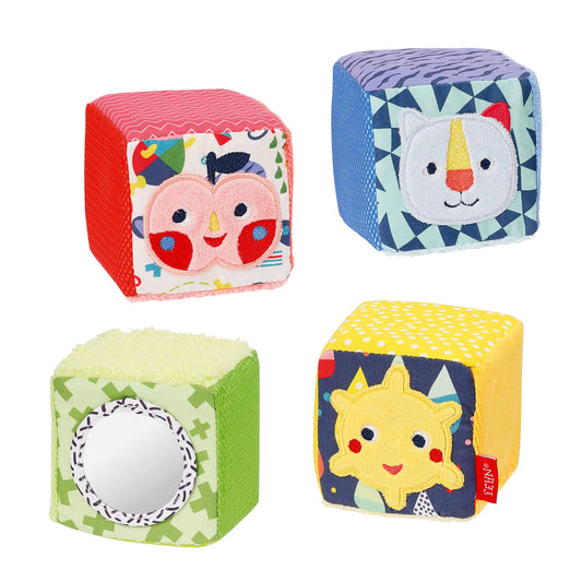 Fehn Educatieve Stoffen Blokkenset – Color Friends (Set van 4)