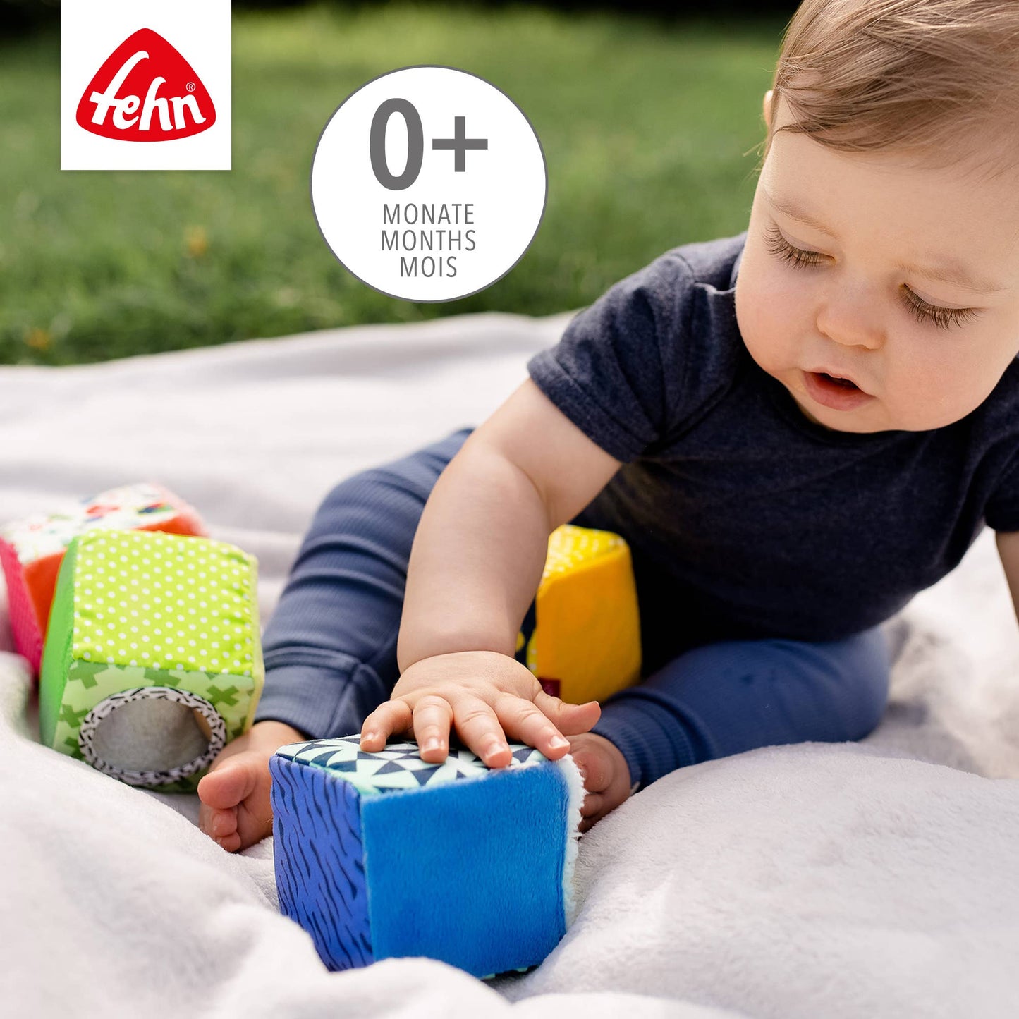 Fehn Educatieve Stoffen Blokkenset – Color Friends (Set van 4)