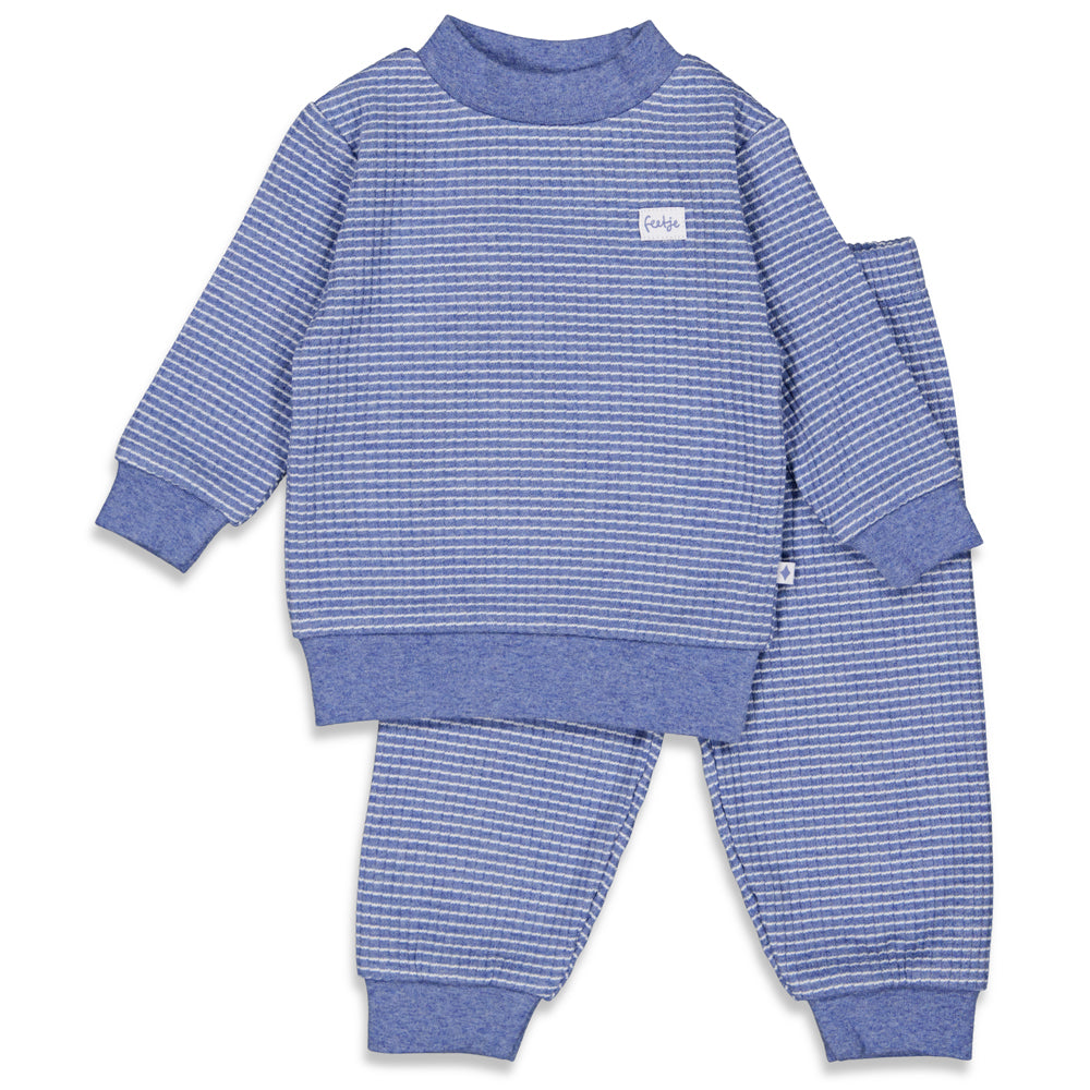 Feetje - Wafel Pyjama Melange - Blauw